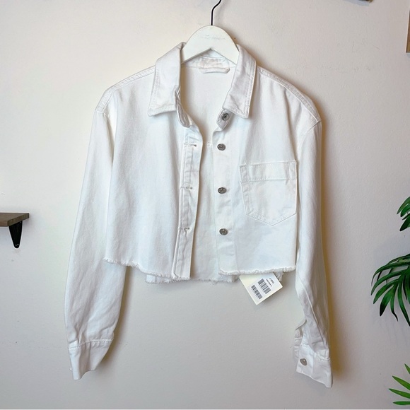 J.ING White Crop Raw Edge Denim Jacket - Picture 12 of 12